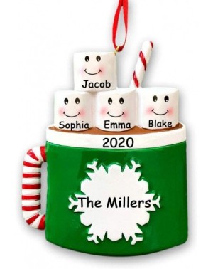 Ornaments Personalized Marshmallow Family of 4 Christmas Ornament - Hot Cocoa Coffee Mug with Snowflake Detail - Your Choice ...