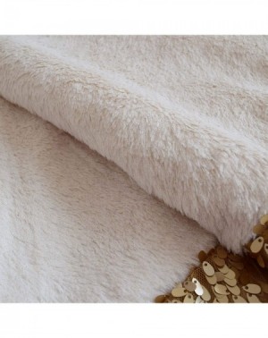 Tree Skirts Soft Warm Faux Fur with Gold Shimmer Metallic Center- Gold Sparkle Glitter Border-Tie Closure Christmas Tree Skir...