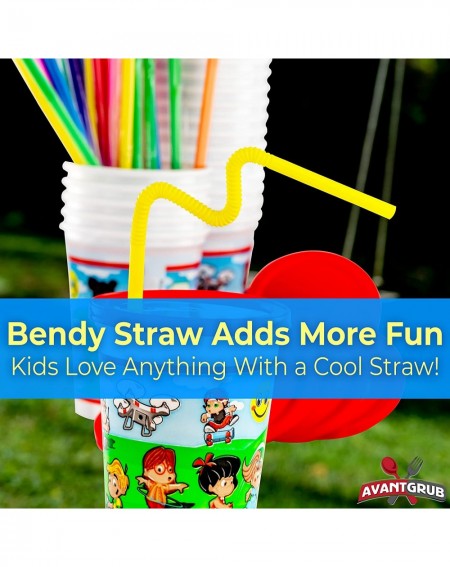 Party Tableware Spill-Resistant- Dishwasher-Safe Kids Party Cups With Lid and Straw 10 Pack. BPA Free Material is Durable Eno...