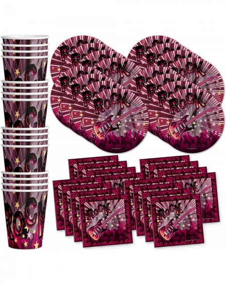 Party Packs Girl Rockstar Pink Birthday Party Supplies Set Plates Napkins Cups Tableware Kit for 16 - CB197NCT49M $12.96