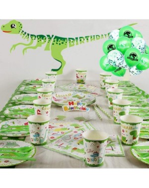 Tableware 101 Pcs Dinosaur Birthday Party Supplies Serves 12 Guests - Dino Themed Party Tableware Decorations-Forks Spoons Pl...