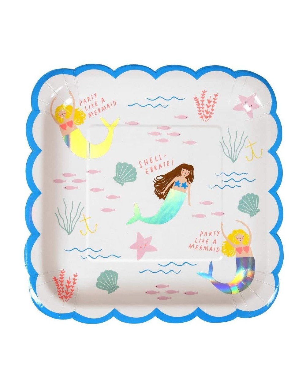 Party Tableware Mermaid Princess Paper Plates - Disposable Party Supplies- For Birthday Celebrations- Baby Showers- Parties f...