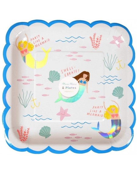 Party Tableware Mermaid Princess Paper Plates - Disposable Party Supplies- For Birthday Celebrations- Baby Showers- Parties f...
