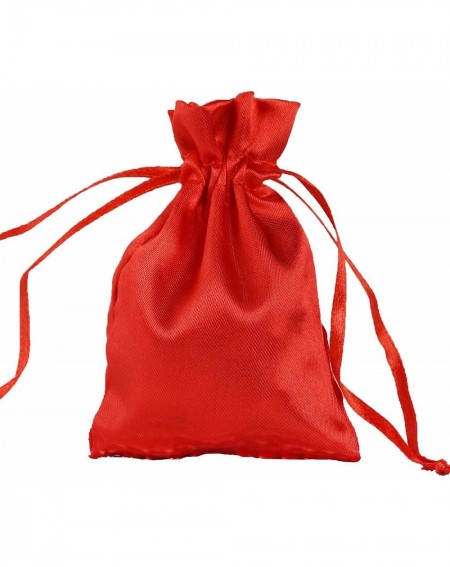 Favors 60 pcs 3x4-Inch Red Satin Drawstring Bags - Wedding Party Favors Jewelry Pouch Candy Gift Bags - Red - CK11BYCJPID $12.08