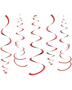 Banners & Garlands Red Party Hanging Swirl Decorations Plastic Streamer for Ceiling- Pack of 28 - Red - CY190G2RHSL $12.20
