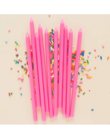 Birthday Candles 20 Count Tall Skinny Neon Pink Birthday Cake Candles for Birthday Wedding Party Cakes Decorations - Neon Pin...