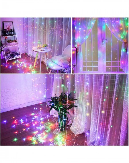 Outdoor String Lights Curtain String Lights 300 LED 9.8FT Window String Fairy Lights 8Modes USB Power with Remote for Christm...