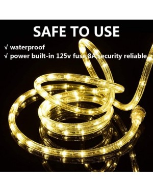 Rope Lights 50ft/15m Plug in LED Rope Lights- 540 Warm White LEDs- 110V- 2 Wire- Waterproof- Connectable-Power Socket Connect...