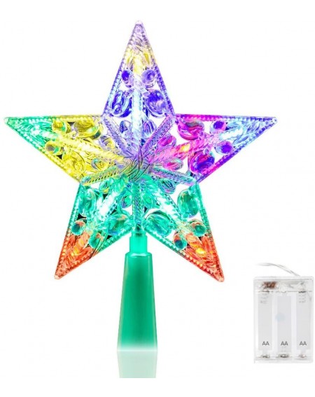 Tree Toppers Christmas Tree Topper-6" Christmas Star Lights for Christmas Holiday Decorations- Multicolor - C418X030X68 $24.30