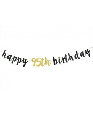 Banners & Garlands Happy 95th Birthday Banner- Black Glitter 95th Anniversary Cheers to 95 Years Party Decoration Sign - CA18...