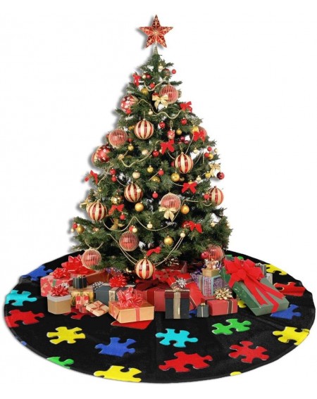Tree Skirts Christmas Tree Skirt Colorful Rainbow Autism Awareness Snowman Xmas Tree Skirt Holiday Festive Decorations Orname...