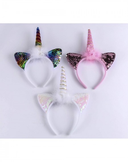 Party Favors LED Flashing Unicorn Horn Headband Light up Glitter- Flower Ears Unicorn Headbands for Girls- Birthday Party Sup...