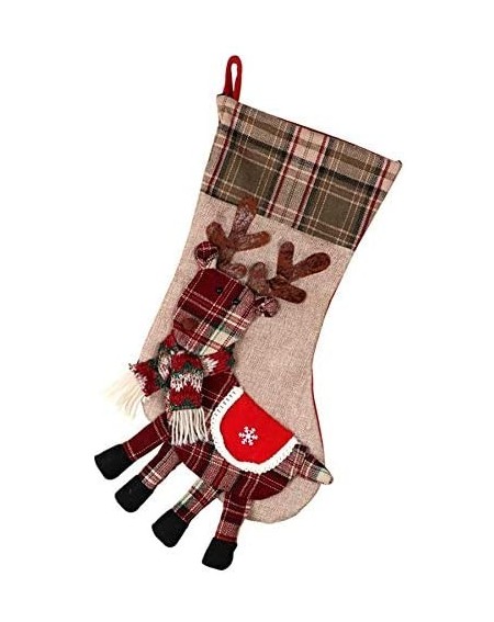 Stockings & Holders Christmas Stockings Christmas Moose Plaid Burlap Gift Box Christmas Tree Decoration New Year Gift Candy B...