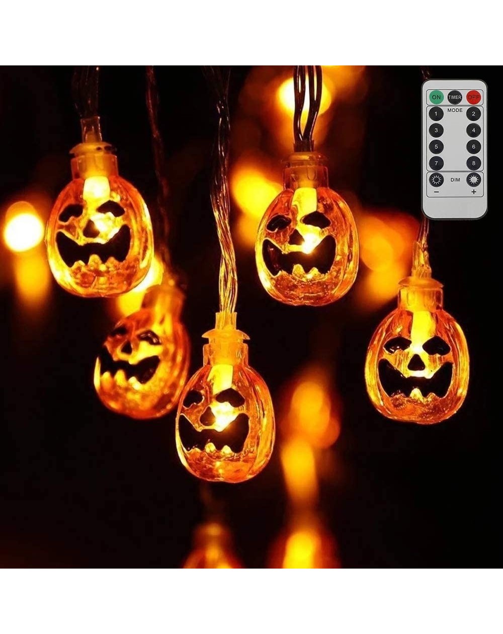 Outdoor String Lights Halloween Decorations Pumpkin String Lights 15ft 30 LEDs Jack-O-Lantern Pumpkin Lights with Remote Cont...