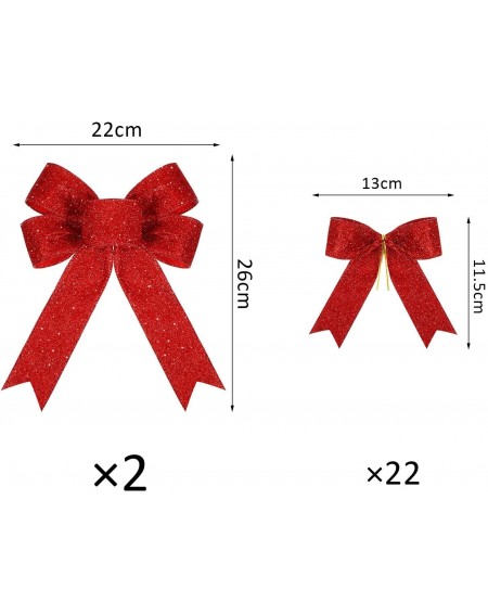 Bows & Ribbons 24 Pieces Christmas Glitter Bow Christmas Tree Bows Party Decorations Xmas Decor Wreath Ornaments (Red) - Red ...