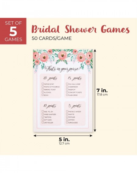 Party Games & Activities Set of 5 Pink Floral Bridal Shower Wedding Games- 50 Cards Each Game- 5 x 7 Inches - CP18GZD7TZH $22.17