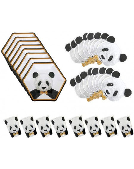 Party Packs 32 Pcs Panda Party Supplies Set- Birthday Decorations Tableware for Kids(Including Plates- Napkins- Cups) - Panda...