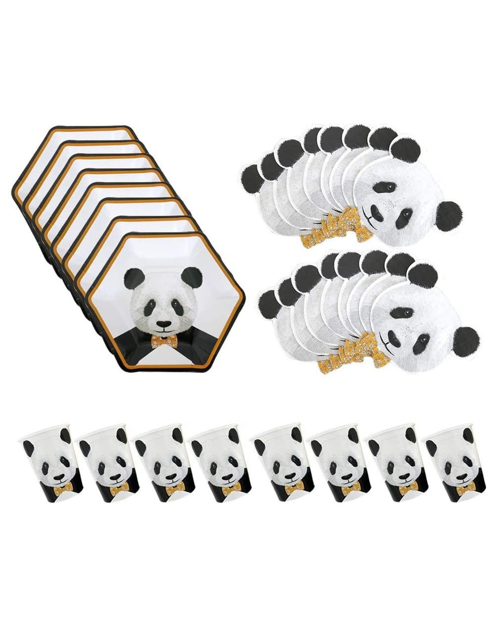Party Packs 32 Pcs Panda Party Supplies Set- Birthday Decorations Tableware for Kids(Including Plates- Napkins- Cups) - Panda...