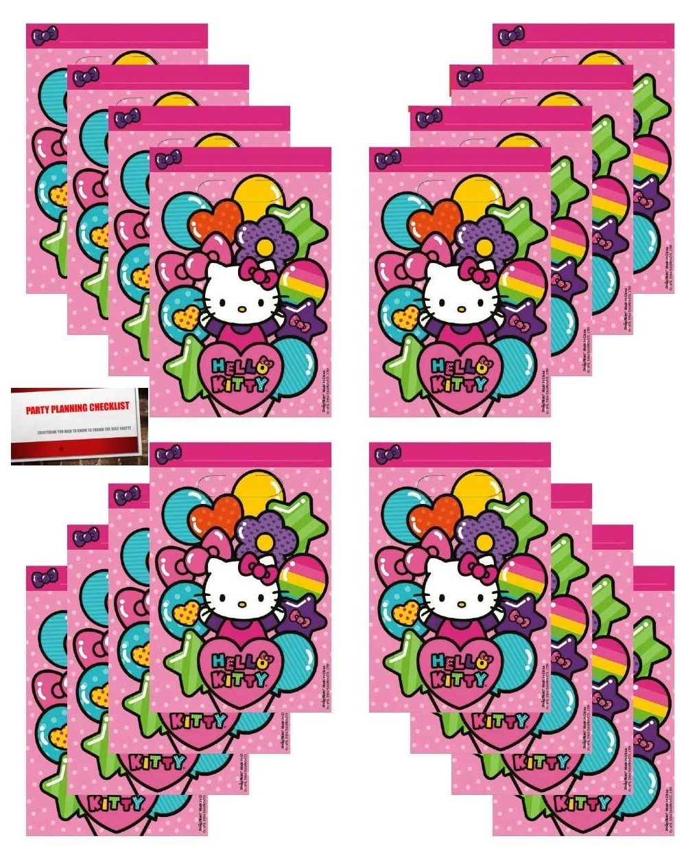 Party Favors 16 Pack Hello Kitty Party Plastic Loot Treat Candy Favor Bags (Plus Party Planning Checklist by Mikes Super Stor...