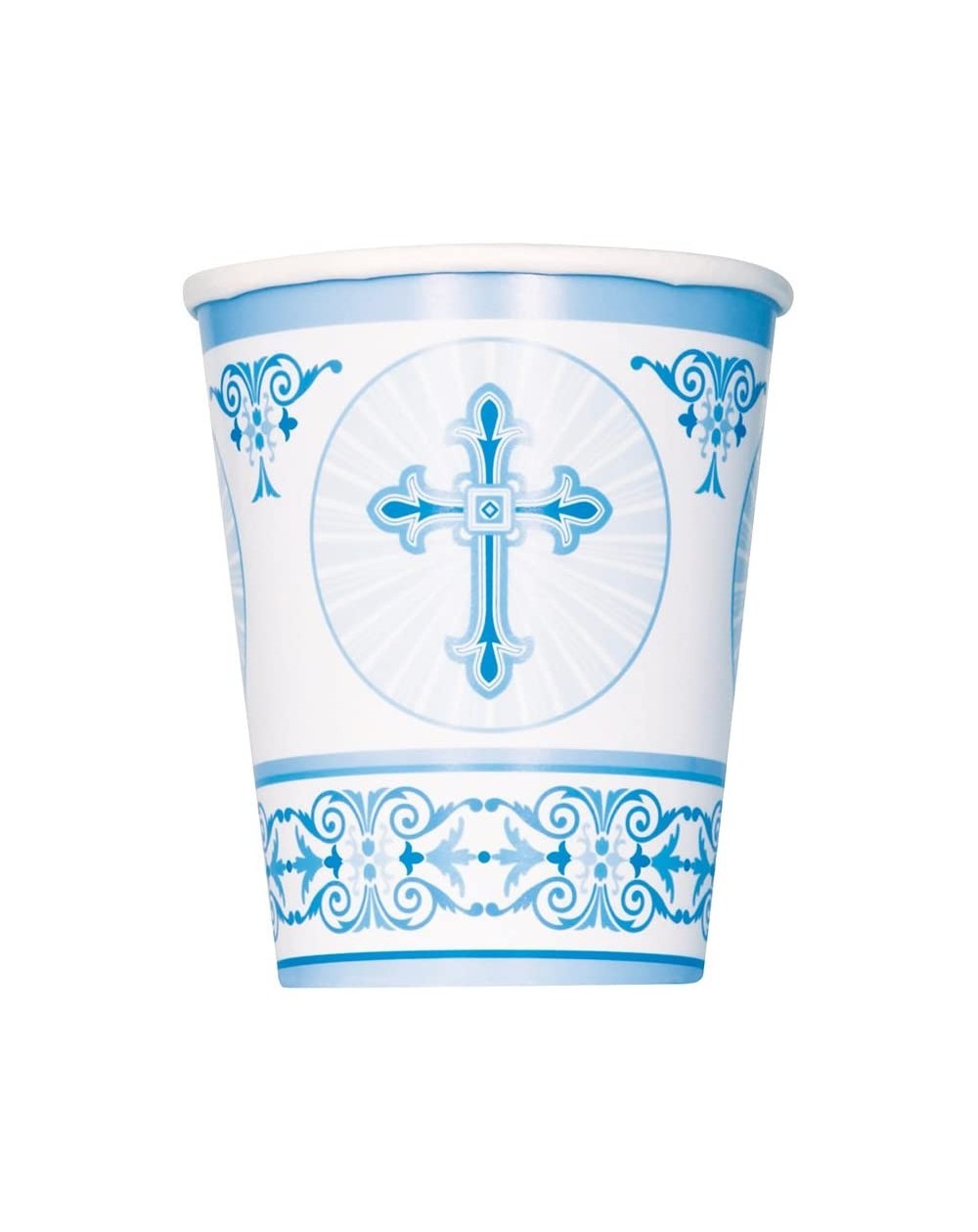 Tableware 9oz Radiant Cross Blue Religious Party Cups- 8ct - Blue - C112BBBJEGT $7.44