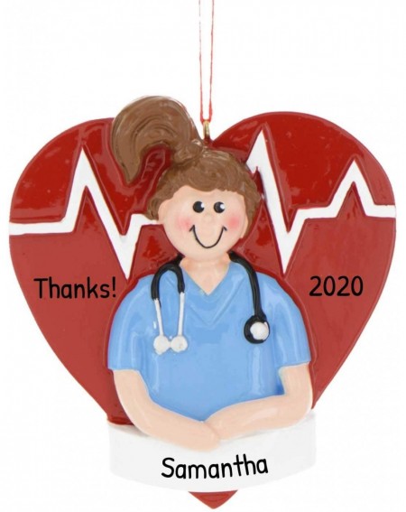 Ornaments Personalized Nurse Girl Christmas Tree Ornament 2020 - Blue Scrubs Stethoscope Medical Health Care Generic New Job ...