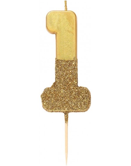 Cake Decorating Supplies Number 1 Birthday Candle Cake Topper- Height 8cm- 3"- Gold - Gold - C918N9K2MC6 $9.37