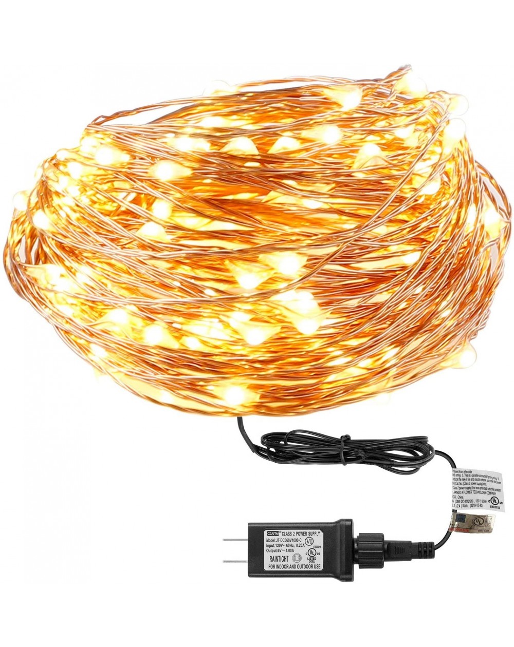 Indoor String Lights Fairy Lights 49.2ft 150 LED String Lights UL588 Listed Power Adapter Copper Wire Decorative Lights (Warm...
