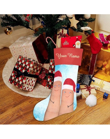 Stockings & Holders Christmas Stocking Custom Personalized Name Text Christmas Finger Snowman for Family Xmas Party Decor Gif...