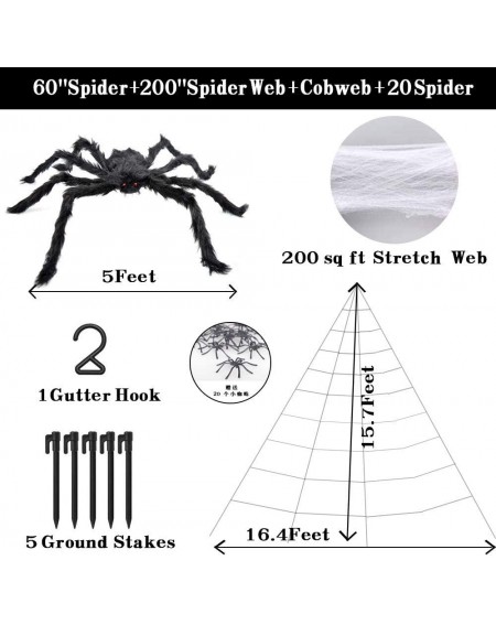 Party Favors Halloween Spider Web Decorations- 16.4 Ft Halloween Spider Web 60" Giant Spider 20 Small Black Spiders in 200 sq...