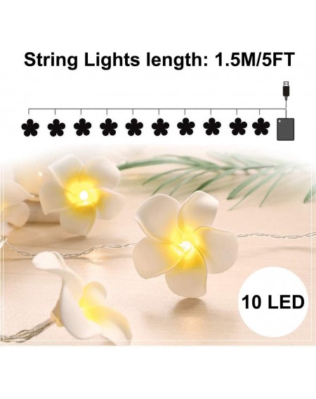 Indoor String Lights Plumeria Flower String Lights - 5ft/10 Led Flower Hawaiian String Lights with Foam Artificial Plumeria L...