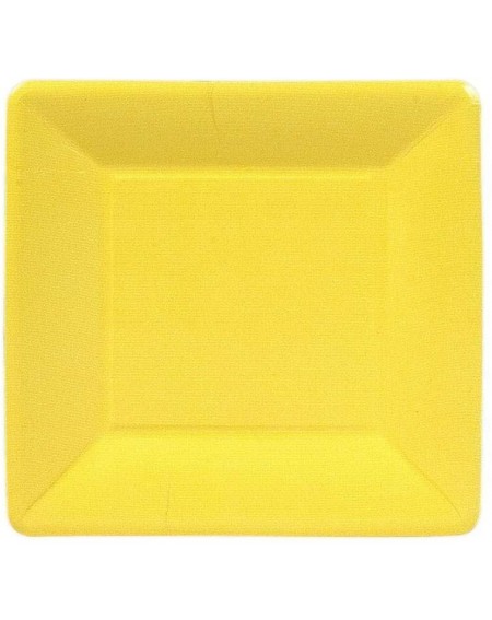 Tableware Grosgrain Square Paper Salad & Dessert Plates in Yellow- Pack of 8 - Yellow - CL113F5AJDL $20.61