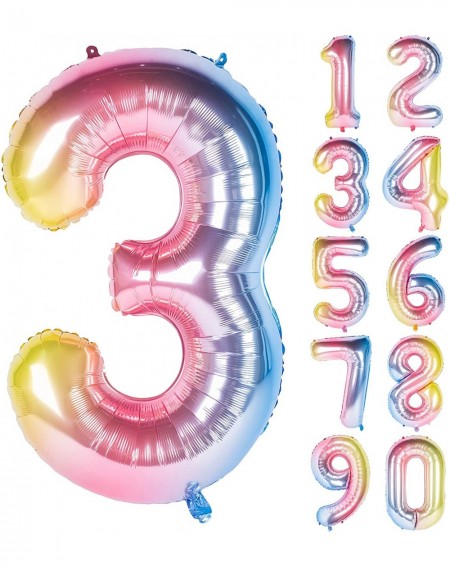 Balloons New 40 Inch Rainbow Digit Helium Foil Birthday Party Balloons Number 3 - Number 3 - C218RUHAI3L $16.91