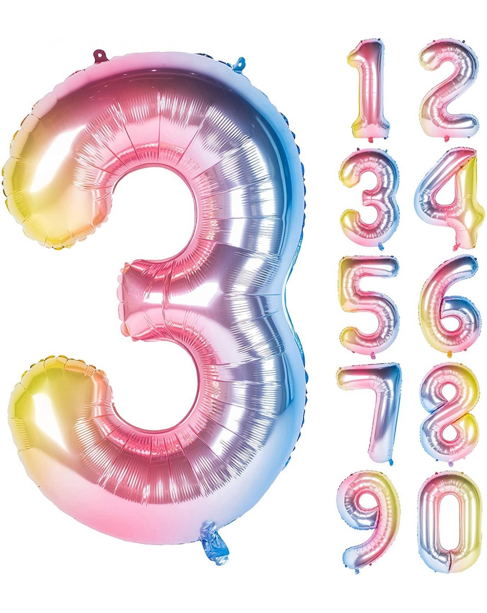 Balloons New 40 Inch Rainbow Digit Helium Foil Birthday Party Balloons Number 3 - Number 3 - C218RUHAI3L $8.12