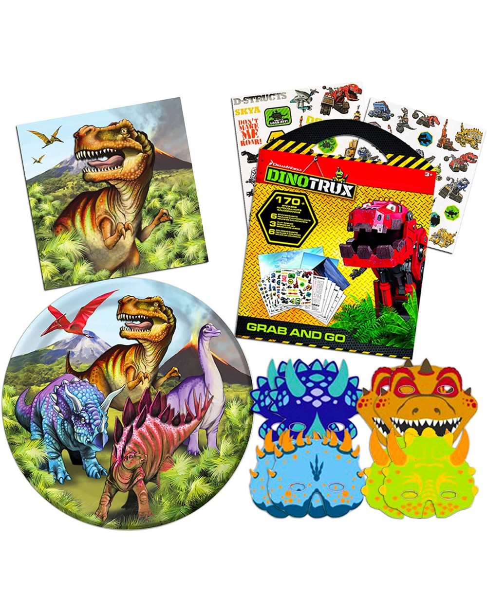 Party Packs Value Set ~ Dinosaurs Party Plates- Napkins- Masks Party Favors- and Stickers! - CK18UEOGEYA $20.41