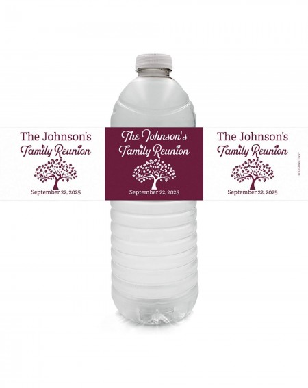 Favors Personalized Family Reunion Water Bottle Labels - 12 Stickers (Maroon) - Maroon - CN19DG43SOC $8.58
