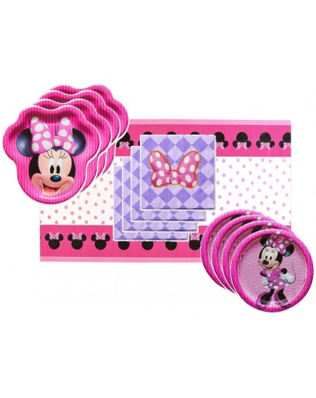 Party Packs Minnie Mouse Party Supplies Tableware Bundle Pack for 16 Guests - Includes 16 Dinner Plates- 16 Dessert Plates- 1...