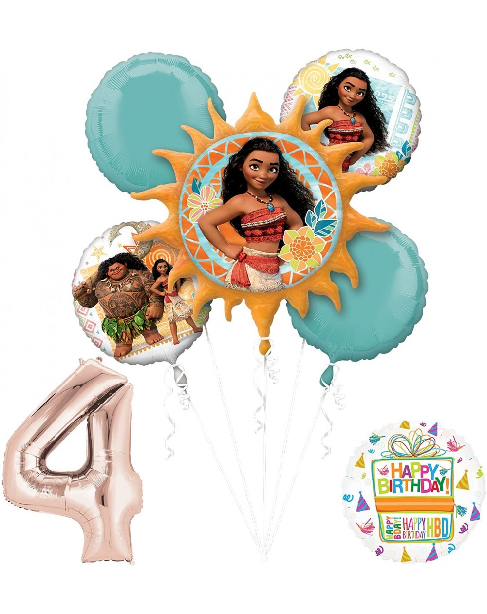 Balloons Moana 4th Birthday party Supplies and Princess Balloon Bouquet Decorations - CV1897UN50N $21.93