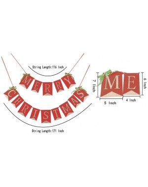 Banners & Garlands MERRY CHRISTMAS Burlap Banners Garlands for Xmas Party Decoration Photo Prop (Red) - Red - CX12N0L4ABO $30.00