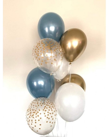 Balloons Slate Blue Balloons Gold White Balloons Baby Shower Wedding Party - CZ195ZSYKWO $29.05