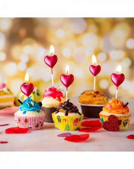 Birthday Candles Metallic Heart Birthday Candles Cake Candles Cupcake Topper Candles Dessert Candle Holders for Wedding- Anni...