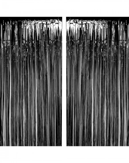 Photobooth Props Black Halloween Metallic Curtain for Door Decoration Tinsel Foil Fringe Curtains for Party Photo Backdrop 3f...