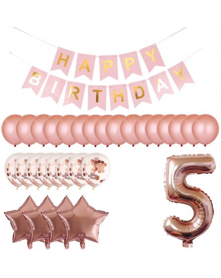 Balloons 5th Birthday Party Decorations Kit Happy Birthday Banner with Number 5 Birthday Balloons for Birthday Party Supplies...