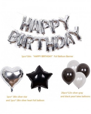 Balloons Silver Happy Birthday Alphabet Balloon Banner for Birthday Party Decoration Black and Silver Brilliant Foil Balloons...