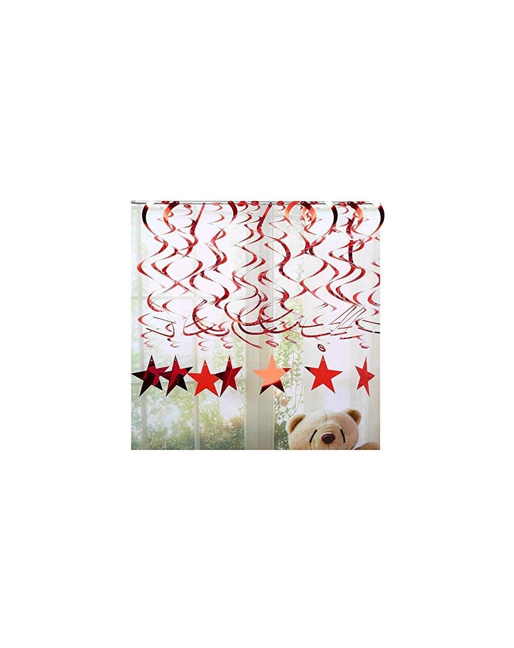 Party Favors Red Star Hanging Swirl Decorations-Hanging Gold Party Supplies for Graduation Wedding Baby Shower Decorations-Pa...