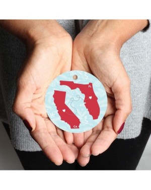 Ornaments Round Keepsake Christmas Ornament Long Distance Gift- Florida and California- Winter Blue and Red- 1-Pack- Metal Mo...