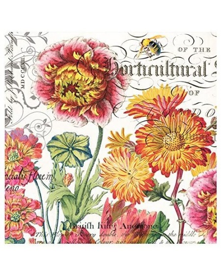 Tableware 20-Count 3-Ply Paper Cocktail Napkins- Blooms and Bees - CB11UAIYN8D $18.64