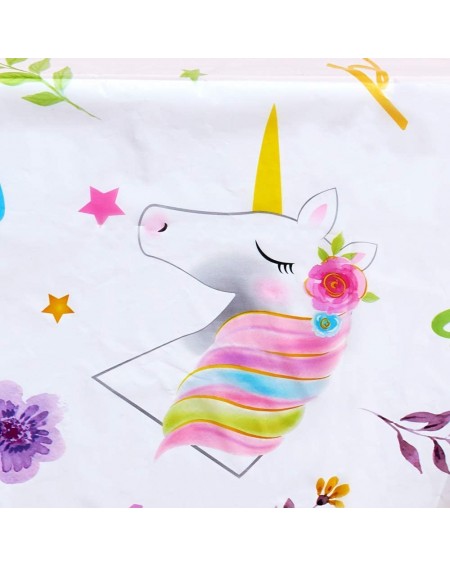 Tablecovers Unicorn Birthday Tablecloth - 2 Pack 86.6" x 52" Disposable Plastic Table Covers Unicorn Theme Birthday Party Sup...