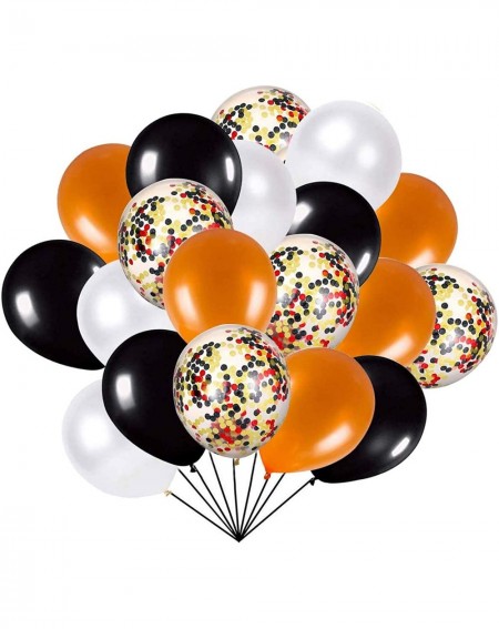 Balloons 80 PCS Christmas Orange Black and White Balloons Pack Prefilled With Red Black and Gold Confetti For Christmas Birth...