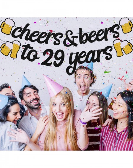 Banners & Garlands 29th Birthday Decorations Cheers to 29 Years Banner for Men Women 29s Birthday Backdrop Wedding Anniversar...
