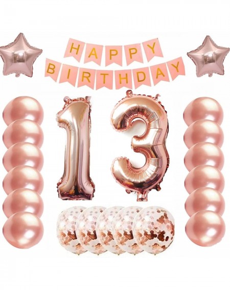 Party Favors Sweet 13th Birthday Decorations Party Supplies- 13th Birthday Balloons Rose Gold- 13th Rose Gold Number Balloons...